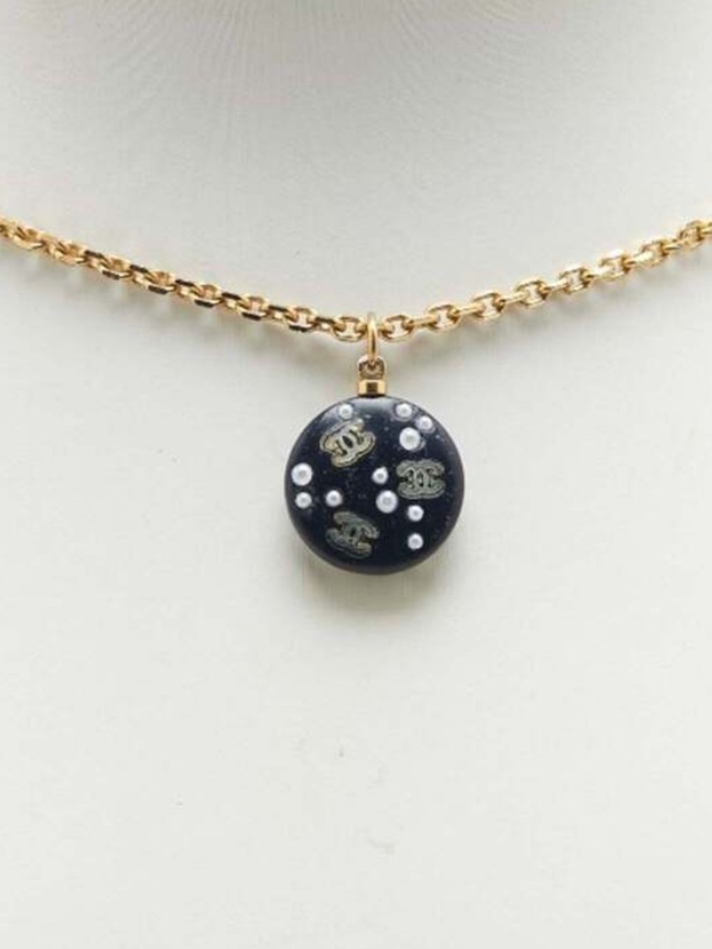 CHANEL Vintage 1995 Spring 95P Galaxy Pearl Coco Mark Pendant Necklace